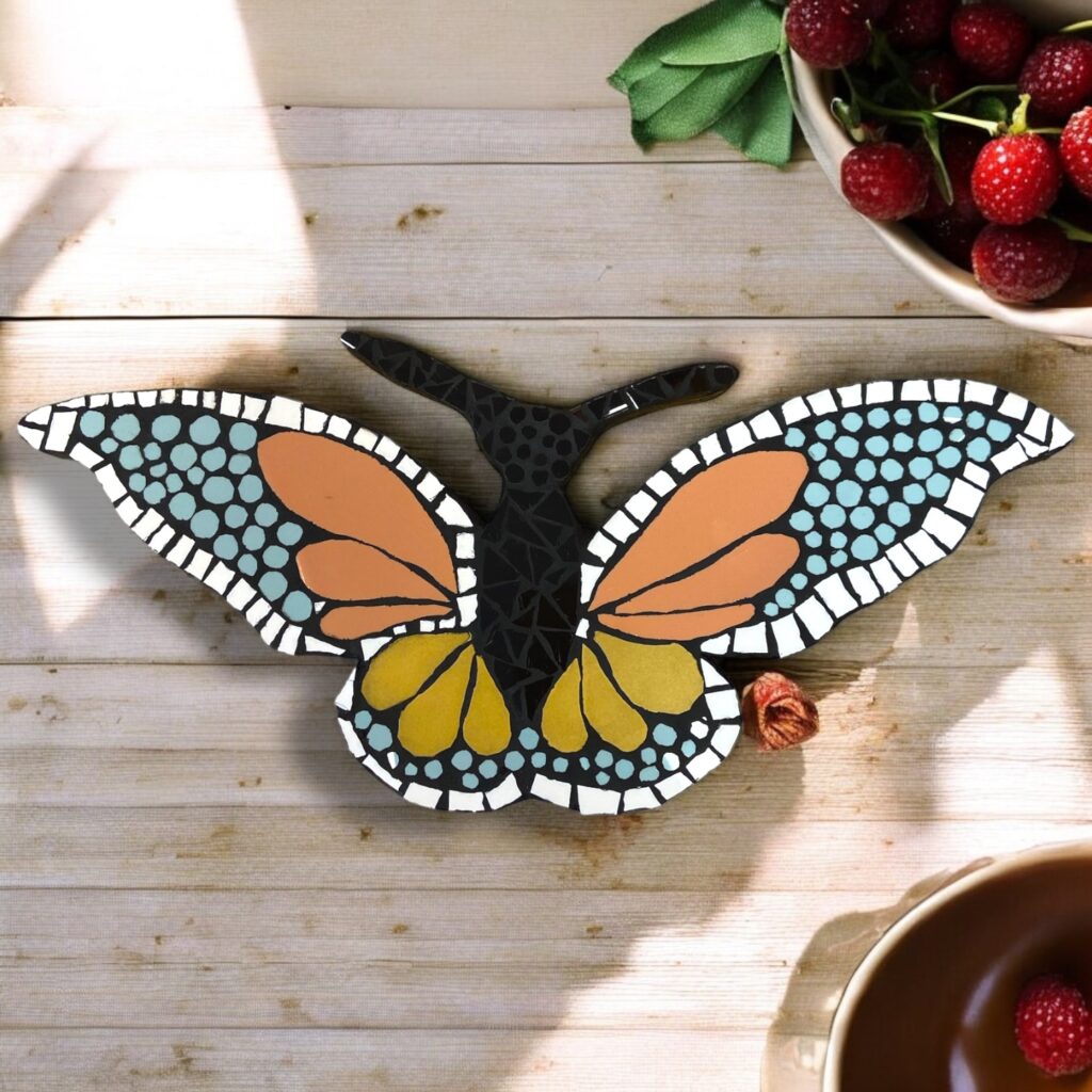 Dessous de plat en forme de papillon - fait main - mosaïque