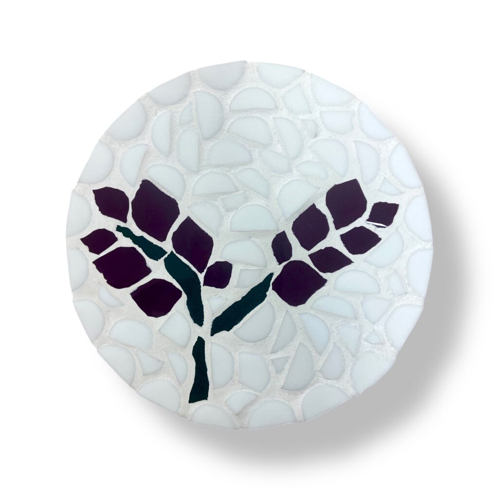 dessous de plat blanc en mosaique - fait main