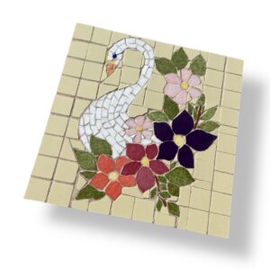 dessous de plat - cygne - fait main en mosaïque