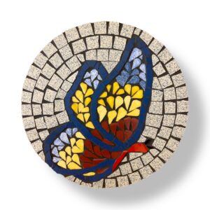 Dessous de plat papillon en mosaïque - fait main diamètre 15cm
