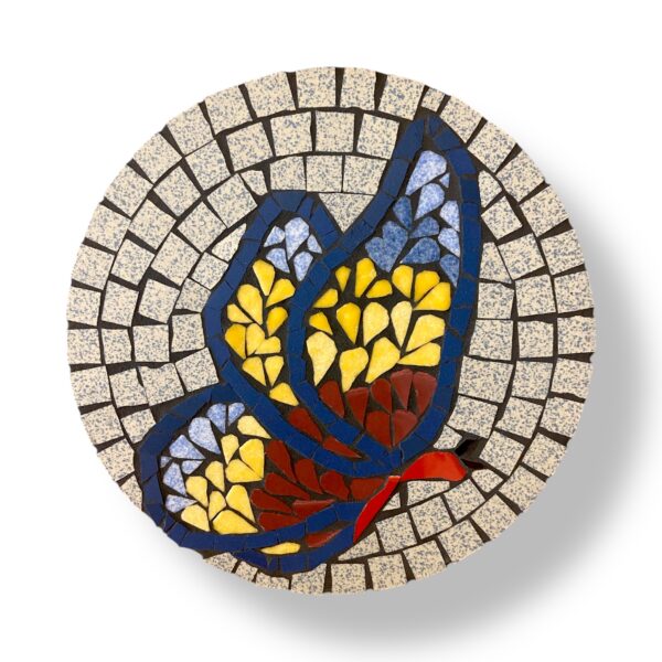 Dessous de plat papillon en mosaïque - fait main diamètre 15cm