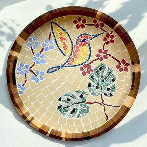 Plateau bois et mosaïque fait main