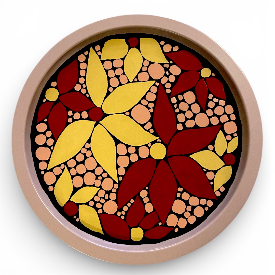 Plateau de service en métal et mosaïque fait main